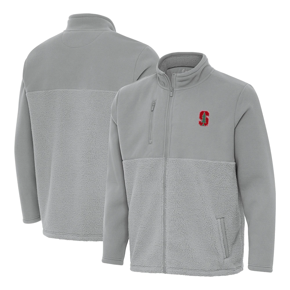 Men's Antigua Gray Stanford Cardinal Daily Fused Full-Zip Jacket