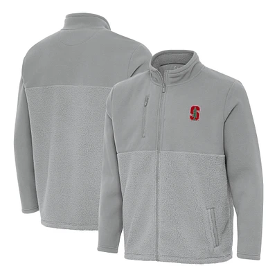 Men's Antigua Gray Stanford Cardinal Daily Fused Full-Zip Jacket