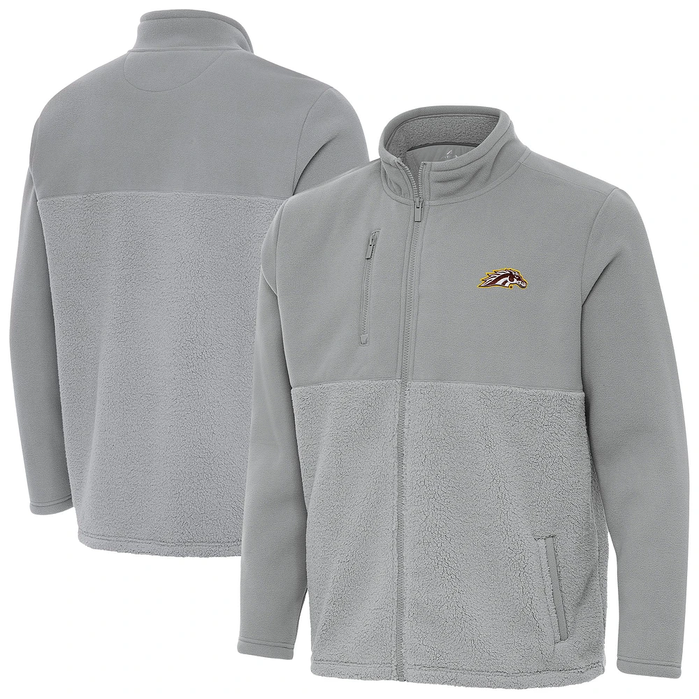 Men's Antigua Gray Western Michigan Broncos Daily Fused Full-Zip Jacket