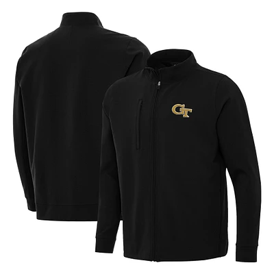 Men's Antigua Black Georgia Tech Yellow Jackets Regard Full-Zip Jacket