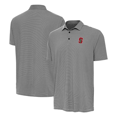 Men's Antigua Black Stanford Cardinal Twine Polo