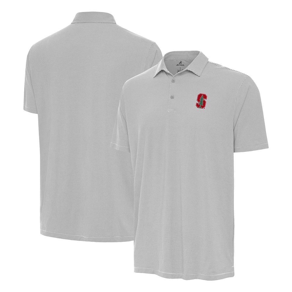 Men's Antigua Gray Stanford Cardinal Twine Polo