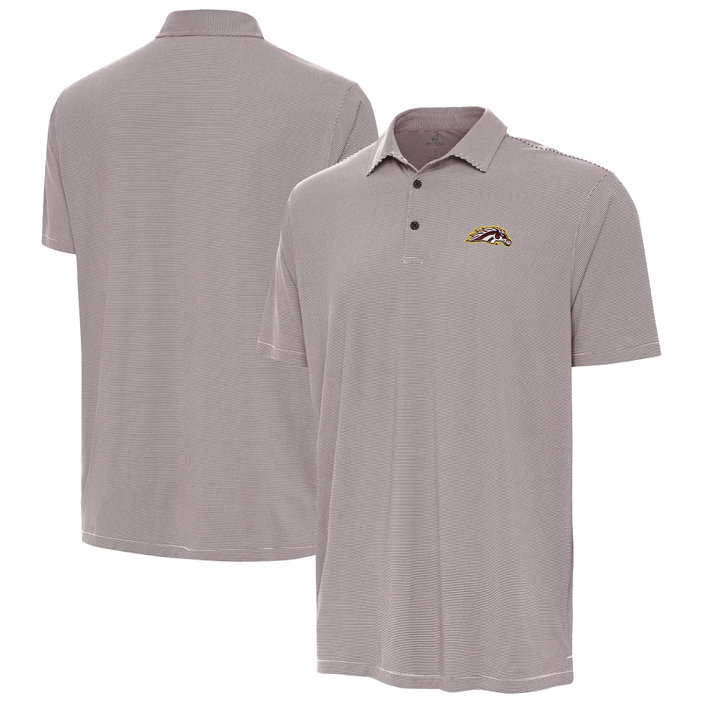 Men's Antigua Brown/White Western Michigan Broncos Twine Polo