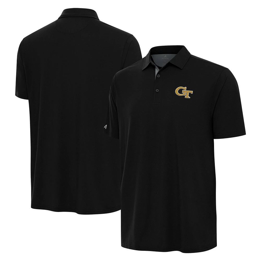 Men's Antigua Black/Gray Georgia Tech Yellow Jackets Era Polo