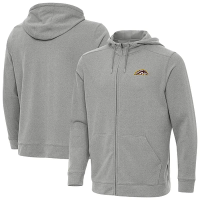 Men's Antigua  Heather Gray Western Michigan Broncos Effortless Full-Zip Hoodie