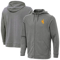 Men's Antigua  Heather Black Wyoming Cowboys Effortless Full-Zip Hoodie