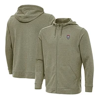 Men's Antigua Heather Olive New Mexico Lobos Effortless Full-Zip Hoodie