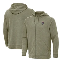 Men's Antigua Heather Olive New Mexico Lobos Effortless Full-Zip Hoodie