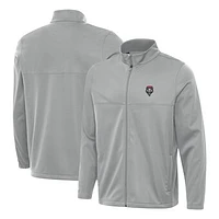 Men's Antigua Gray New Mexico Lobos Links 2 Full-Zip Golf Jacket