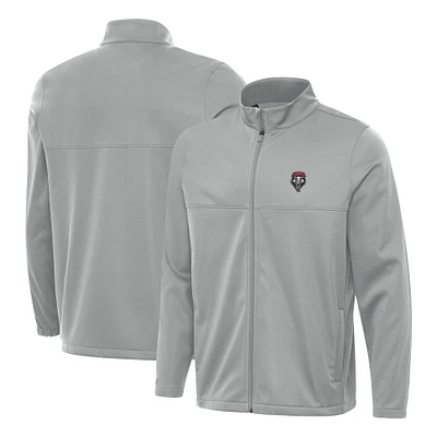 Men's Antigua Gray New Mexico Lobos Links 2 Full-Zip Golf Jacket
