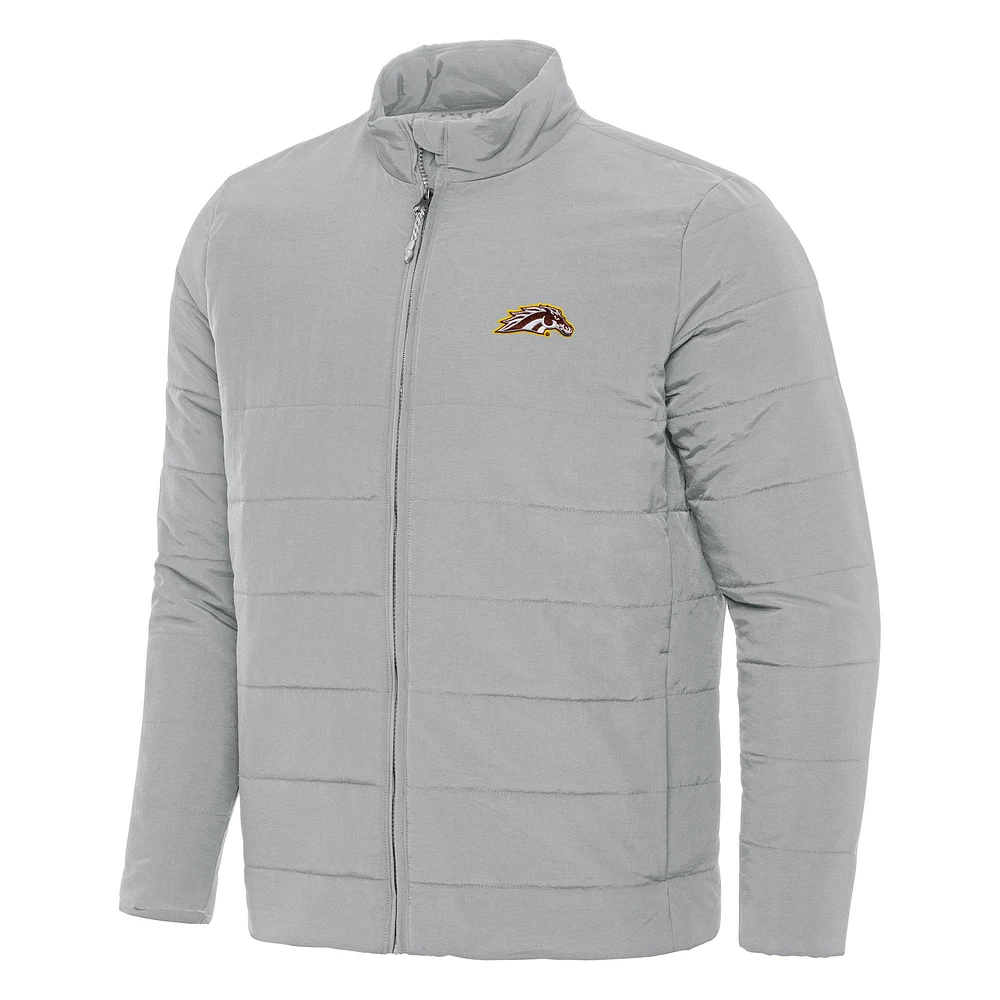 Men's Antigua Gray Western Michigan Broncos Swelter Full-Zip Jacket