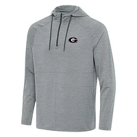 Men's Antigua  Heather Gray Georgia Bulldogs Spikes Quarter-Zip Hoodie