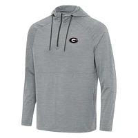 Men's Antigua  Heather Gray Georgia Bulldogs Spikes Quarter-Zip Hoodie