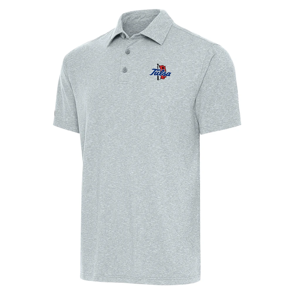 Men's Antigua Heather Gray Tulsa Golden Hurricane Big & Tall Par 3 Polo