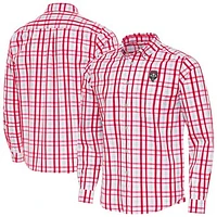 Men's Antigua Cherry New Mexico Lobos Tending 2 Tri-Blend Long Sleeve Button-Down Shirt