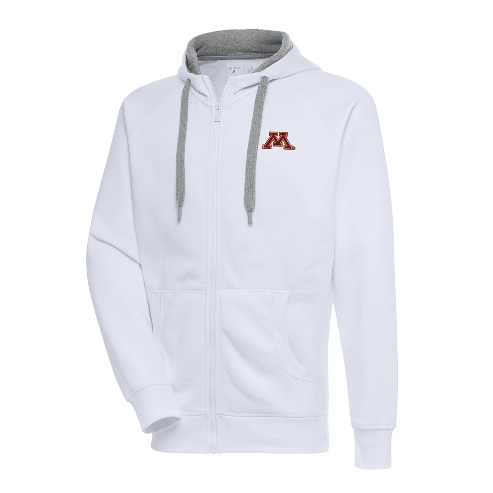 Men's Antigua White Minnesota Golden Gophers Victory Full-Zip Hoodie