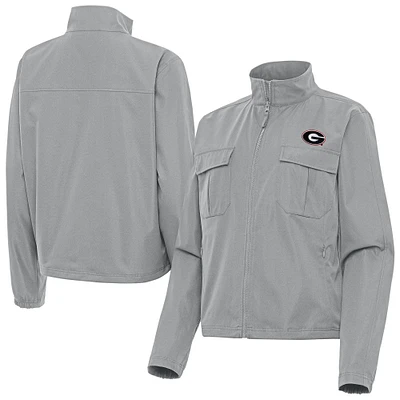 Women's Antigua  Gray Georgia Bulldogs Even Par Full-Zip Jacket
