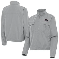 Women's Antigua  Gray Georgia Bulldogs Even Par Full-Zip Jacket