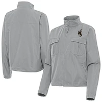 Women's Antigua  Gray Wyoming Cowboys Even Par Full-Zip Jacket