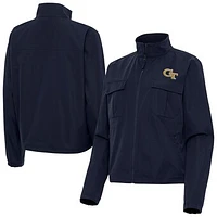 Women's Antigua  Navy Georgia Tech Yellow Jackets Even Par Full-Zip Jacket