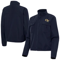 Women's Antigua  Navy Georgia Tech Yellow Jackets Even Par Full-Zip Jacket