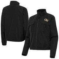 Women's Antigua Georgia Tech Yellow Jackets Even Par Full-Zip Jacket