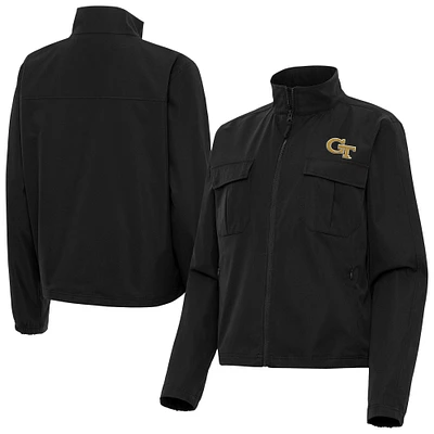 Women's Antigua Georgia Tech Yellow Jackets Even Par Full-Zip Jacket