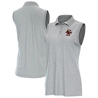 Women's Antigua  Heather Gray Boston College Eagles Recap Sleeveless Polo