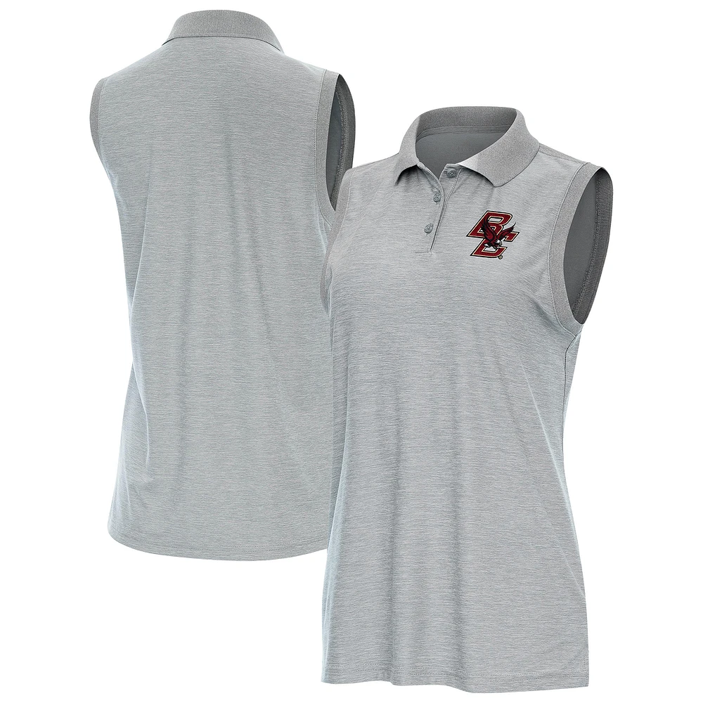 Women's Antigua Heather Gray Boston College Eagles Recap Sleeveless Polo