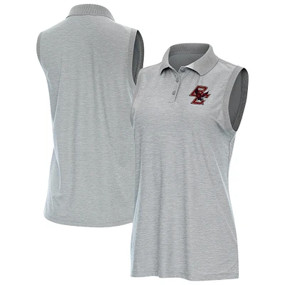 Women's Antigua  Heather Gray Boston College Eagles Recap Sleeveless Polo