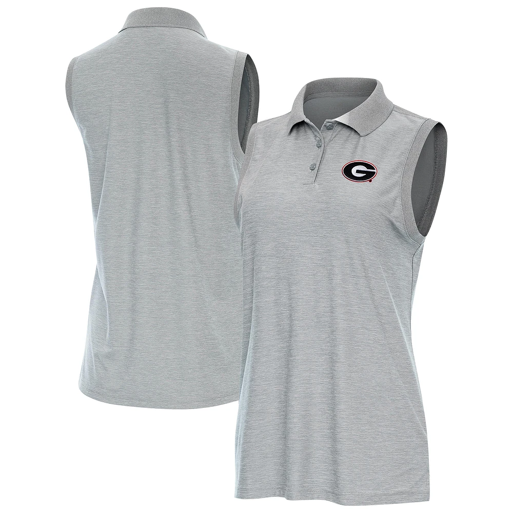 Women's Antigua  Heather Gray Georgia Bulldogs Recap Sleeveless Polo