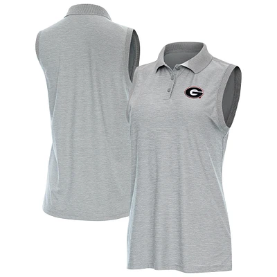 Women's Antigua  Heather Gray Georgia Bulldogs Recap Sleeveless Polo
