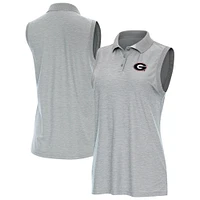 Women's Antigua  Heather Gray Georgia Bulldogs Recap Sleeveless Polo