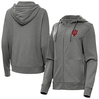 Women's Antigua Heather Indiana Hoosiers Seeker Full-Zip Hoodie Jacket