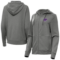 Women's Antigua Heather Kansas State Wildcats Seeker Full-Zip Hoodie Jacket