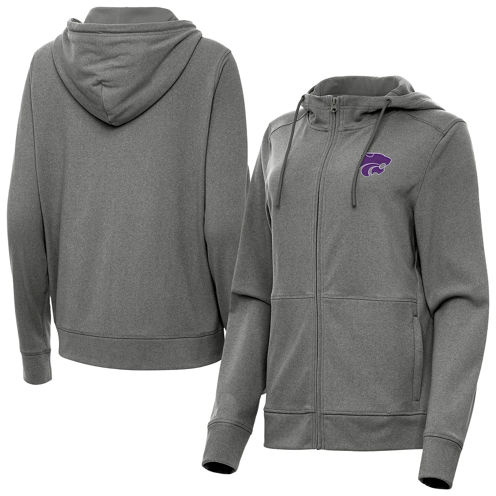 Women's Antigua Heather Kansas State Wildcats Seeker Full-Zip Hoodie Jacket