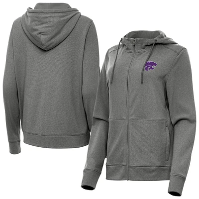 Women's Antigua Heather Kansas State Wildcats Seeker Full-Zip Hoodie Jacket