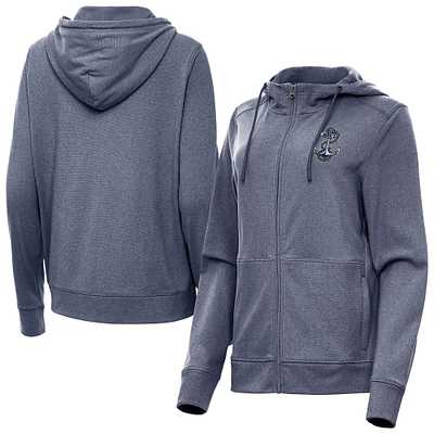 Women's Antigua  Heather Navy Midshipmen Seeker Full-Zip Hoodie Jacket