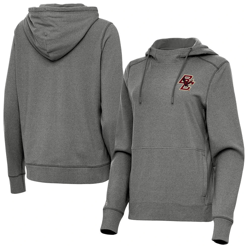 Women's Antigua Heather Black Boston College Eagles Justice Pullover Hoodie