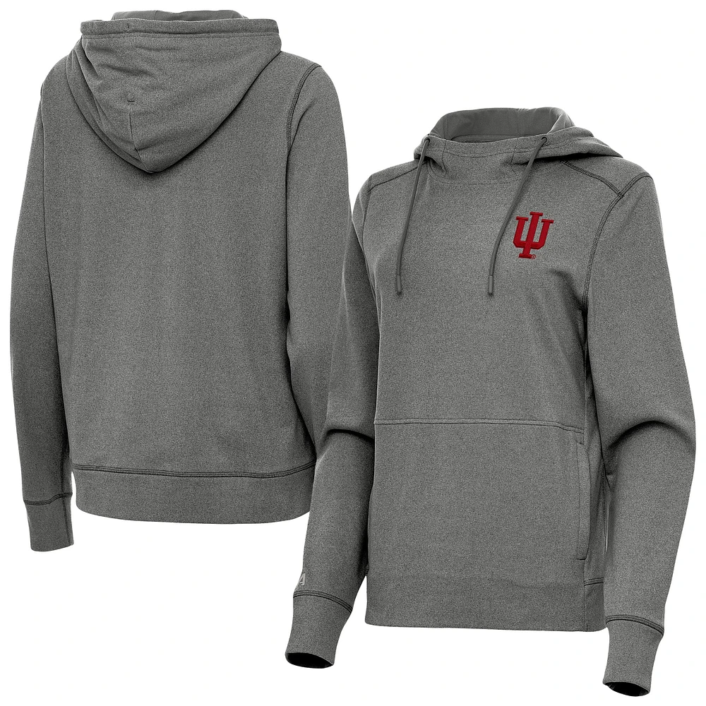 Women's Antigua Heather Indiana Hoosiers Justice Pullover Hoodie