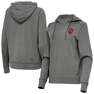 Women's Antigua Heather Indiana Hoosiers Justice Pullover Hoodie