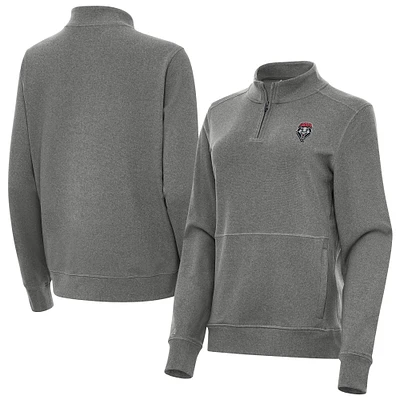 Women's Antigua  Heather Black New Mexico Lobos Crush Quarter-Zip Jacket