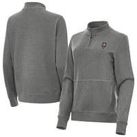 Women's Antigua  Heather Black New Mexico Lobos Crush Quarter-Zip Jacket
