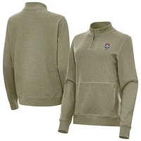 Women's Antigua Heather Olive New Mexico Lobos Crush Quarter-Zip Jacket