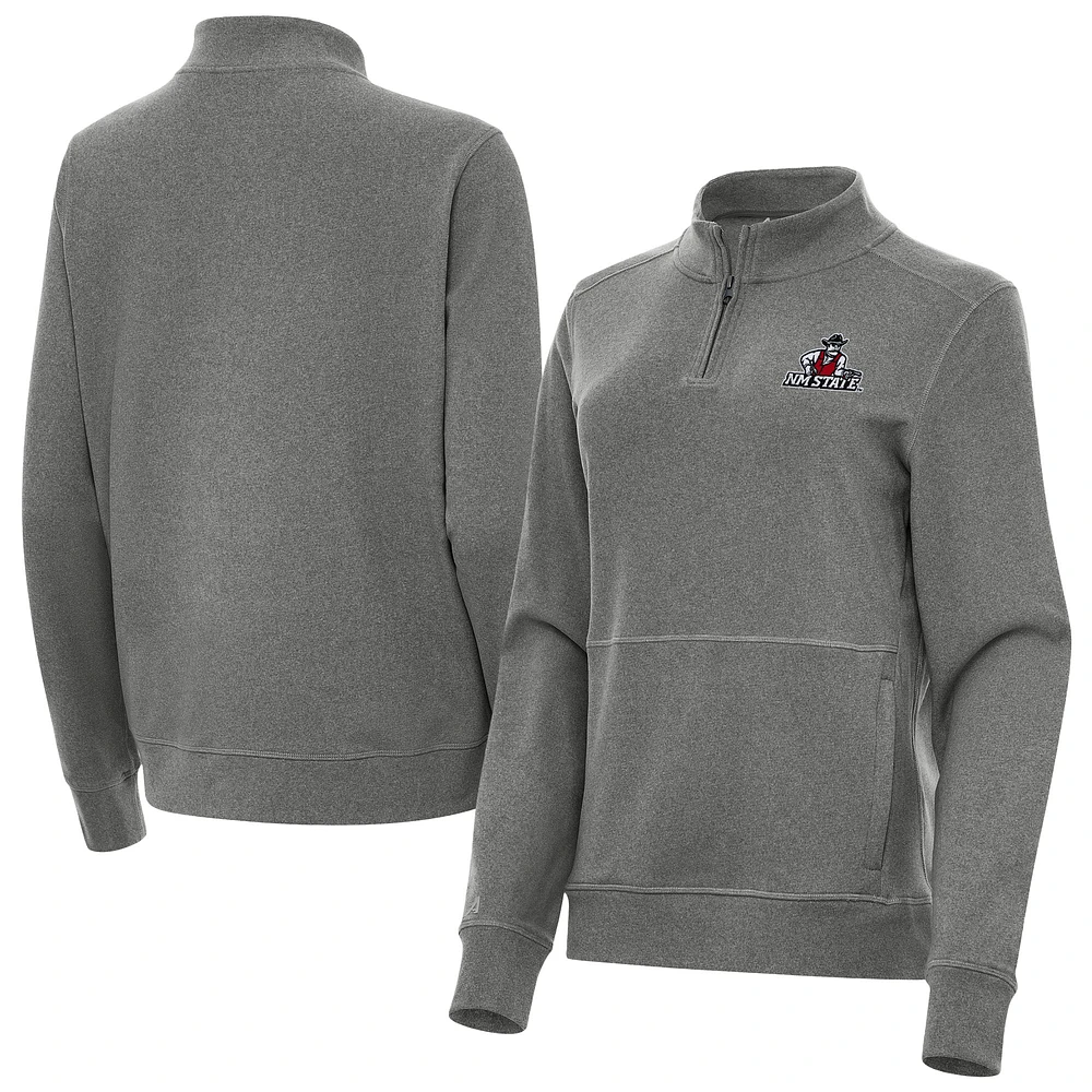 Women's Antigua Heather Black New Mexico State Aggies Crush Quarter-Zip Jacket