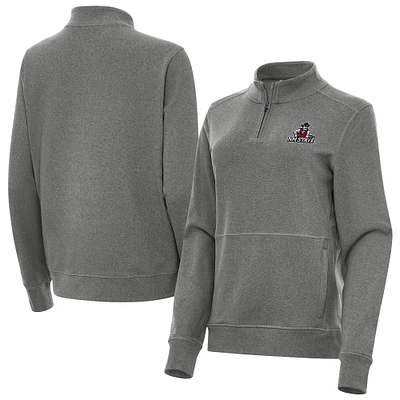 Women's Antigua  Heather Black New Mexico State Aggies Crush Quarter-Zip Jacket