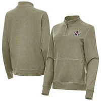Women's Antigua Heather Olive New Mexico State Aggies Crush Quarter-Zip Jacket