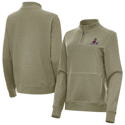 Women's Antigua Heather Olive New Mexico State Aggies Crush Quarter-Zip Jacket
