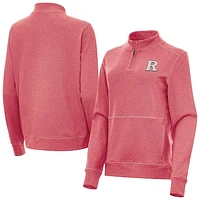 Women's Antigua  Heather Scarlet Rutgers Knights Crush Quarter-Zip Sweatshirt