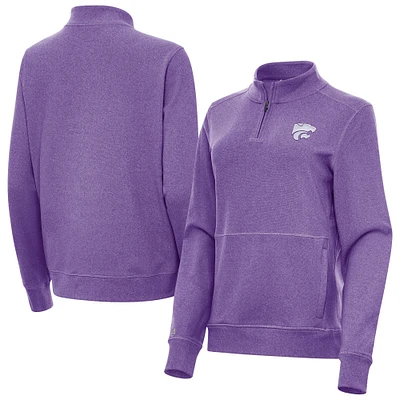 Women's Antigua Heather Kansas State Wildcats Crush Quarter-Zip Jacket